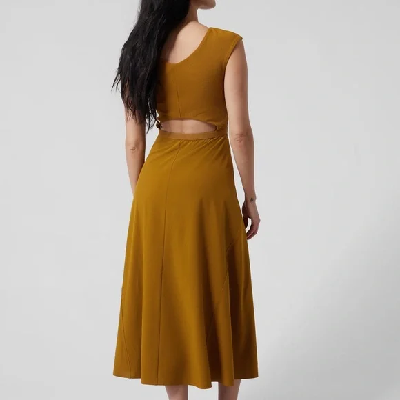 Athleta | Dresses | Athleta Ryder Midi Dress In Brass Yellow | Poshmark